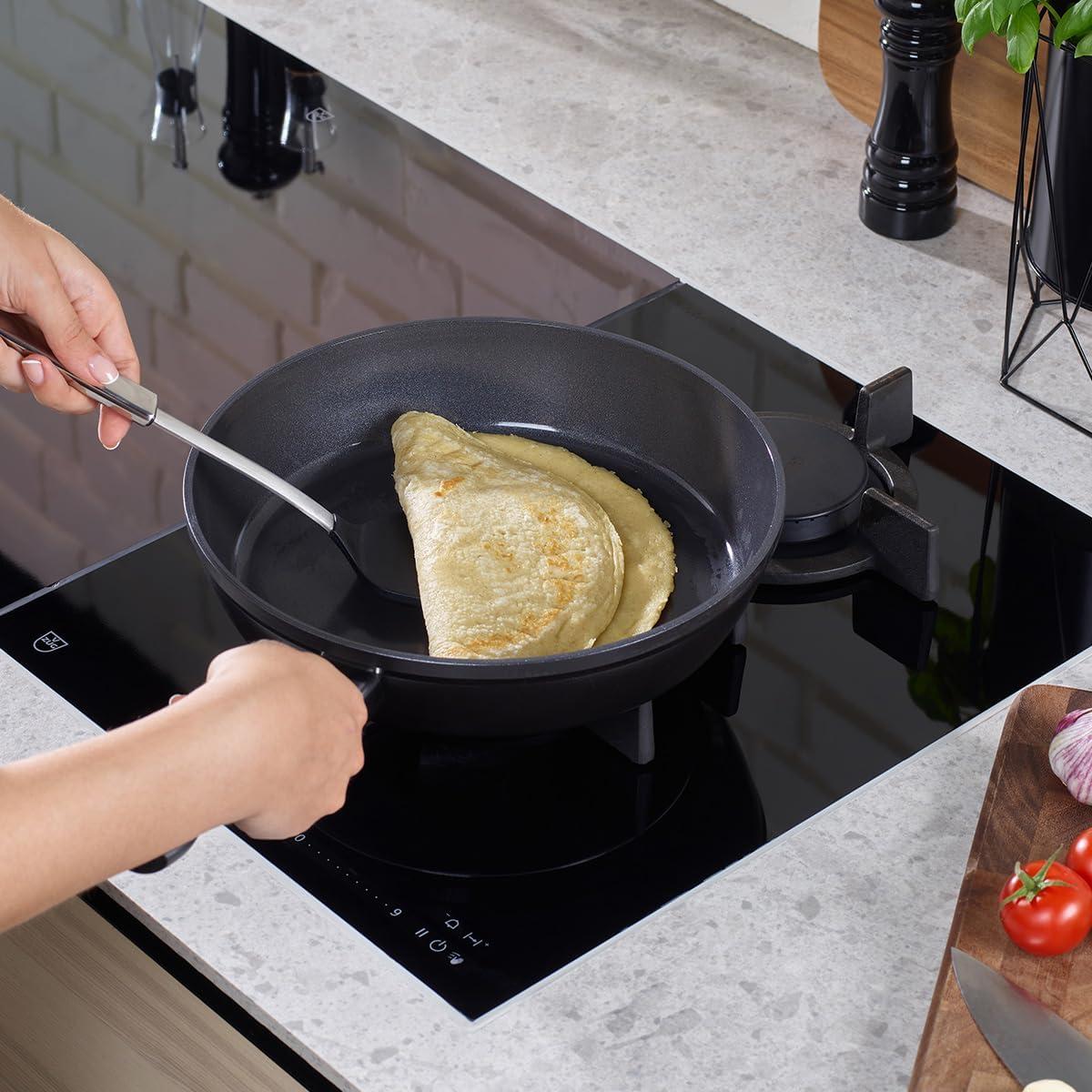 image:imageFissler Ceratal Comfort Ceramic NonStick Frying Pan 2 Piece Set 95 Inch and 11 Inch Warm Grey Made without PFASOrbit Black