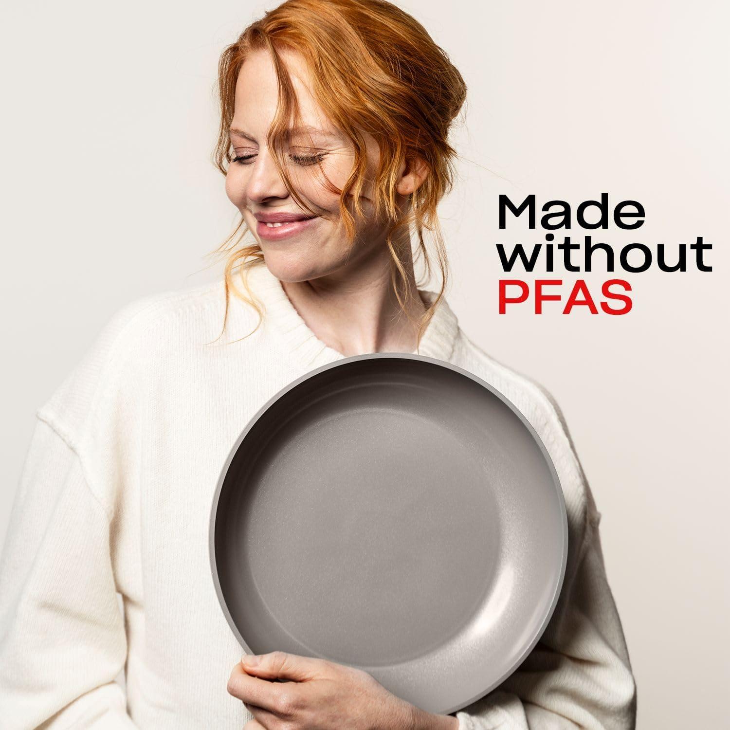 image:imageFissler Ceratal Comfort Ceramic NonStick Frying Pan 2 Piece Set 95 Inch and 11 Inch Warm Grey Made without PFASWarm Grey