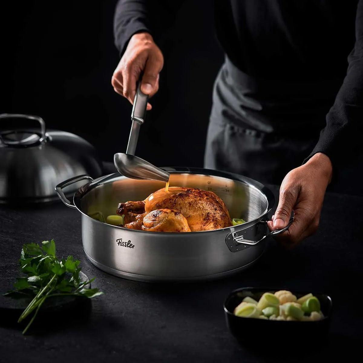 image:imageFissler OriginalProfi Collection Stainless Steel 11 Inch 51 Quart Round Roaster with High Dome Metal Lid