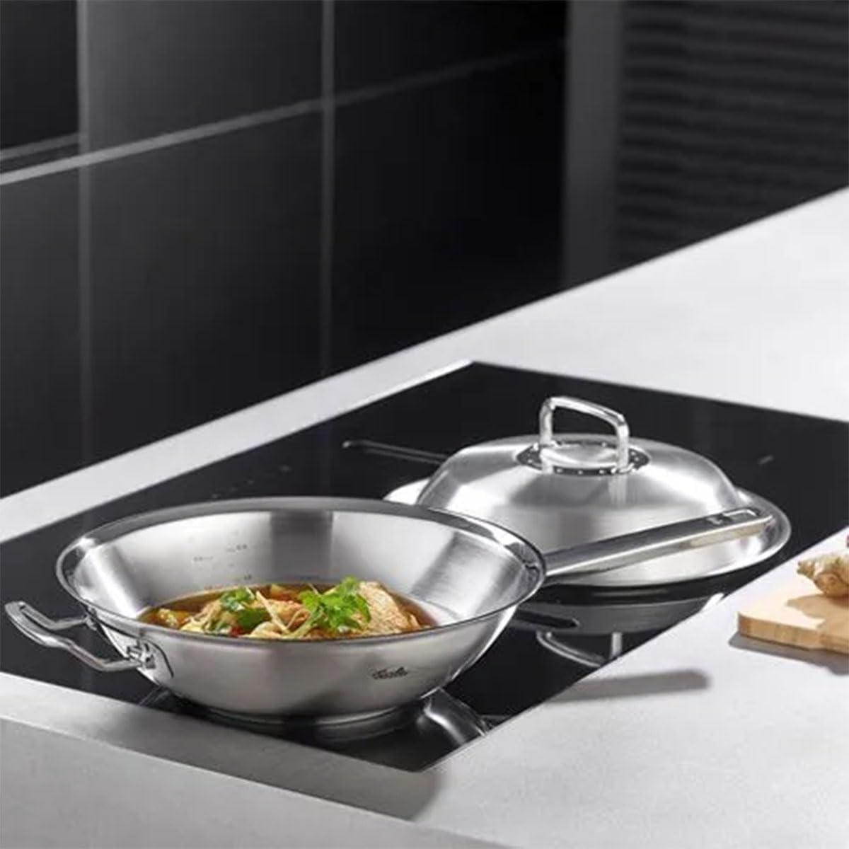 image:imageFissler OriginalProfi Collection Stainless Steel 12 Inch 43 Quart Wok with High Dome Metal Lid