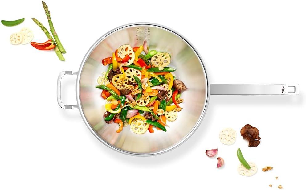 image:imageFissler OriginalProfi Collection Stainless Steel 126 Inch 67 Quart Multi Ply Wok with High Dome Metal Lid