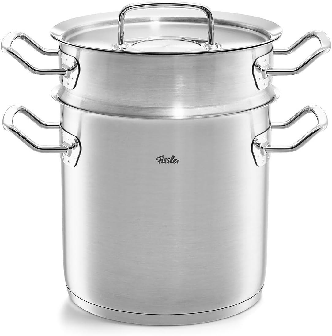 image:imageFissler OriginalProfi Collection Stainless Steel 63 Quart Multipot with Steamer Insert and Metal Lid67 Quarts
