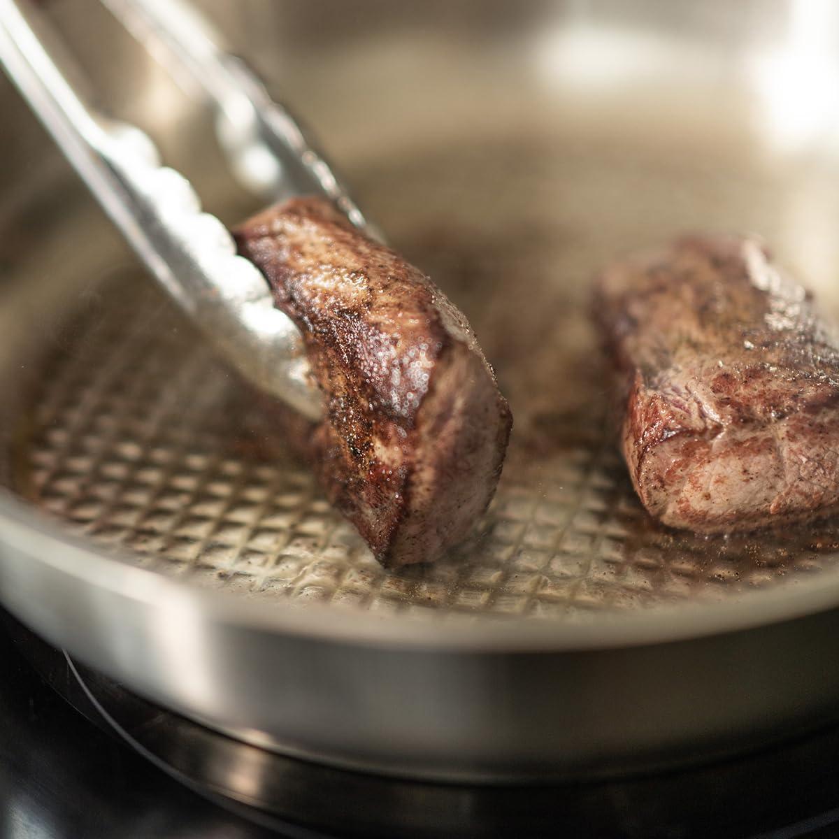 image:imageFissler OriginalProfi Collection Stainless Steel 95 Inch Frying Pan Made in Germany Novogrill Searing Surface Induction Ready Oven SafeSilver
