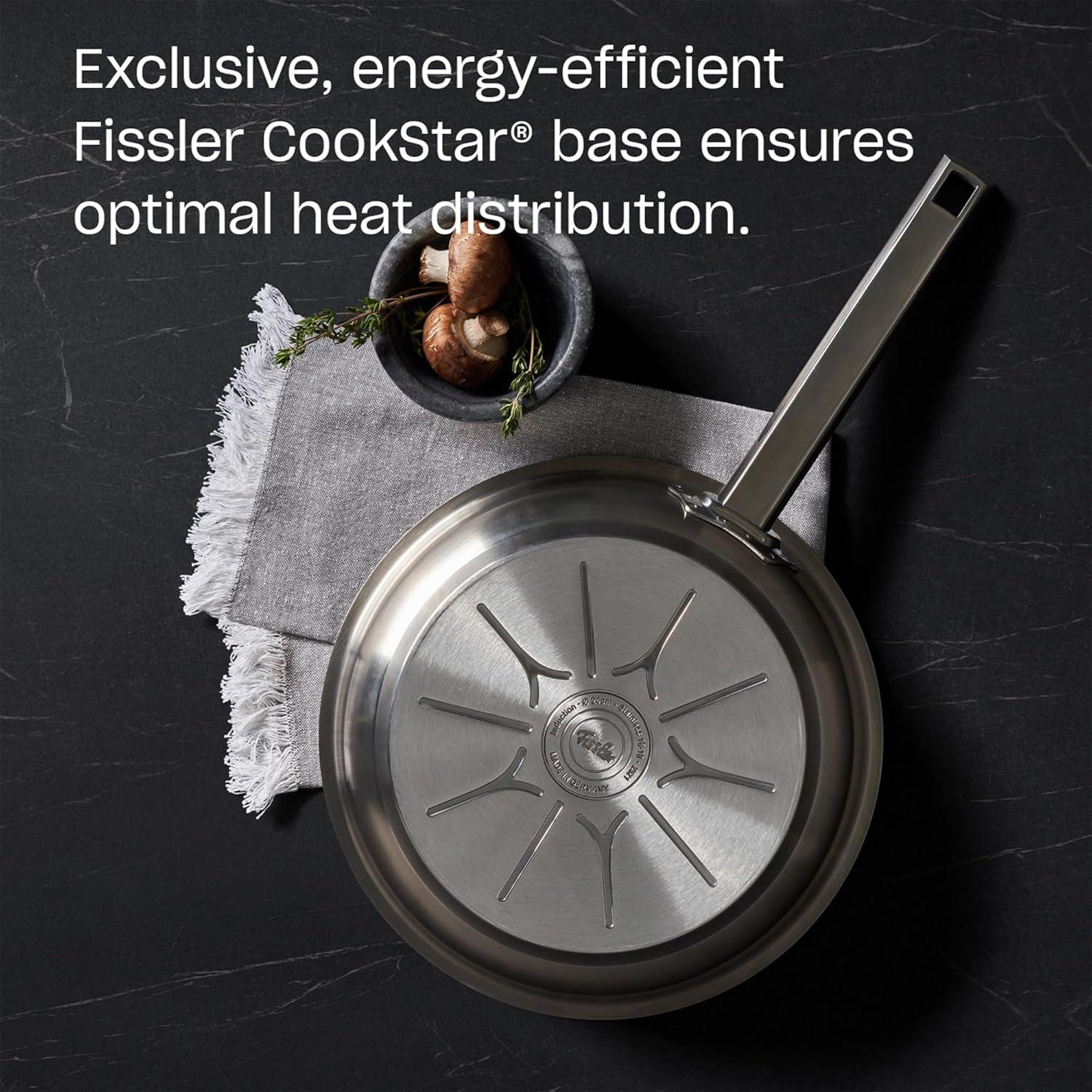 image:imageFissler OriginalProfi Collection Stainless Steel 95 Inch Frying Pan Made in Germany Novogrill Searing Surface Induction Ready Oven SafeSilver