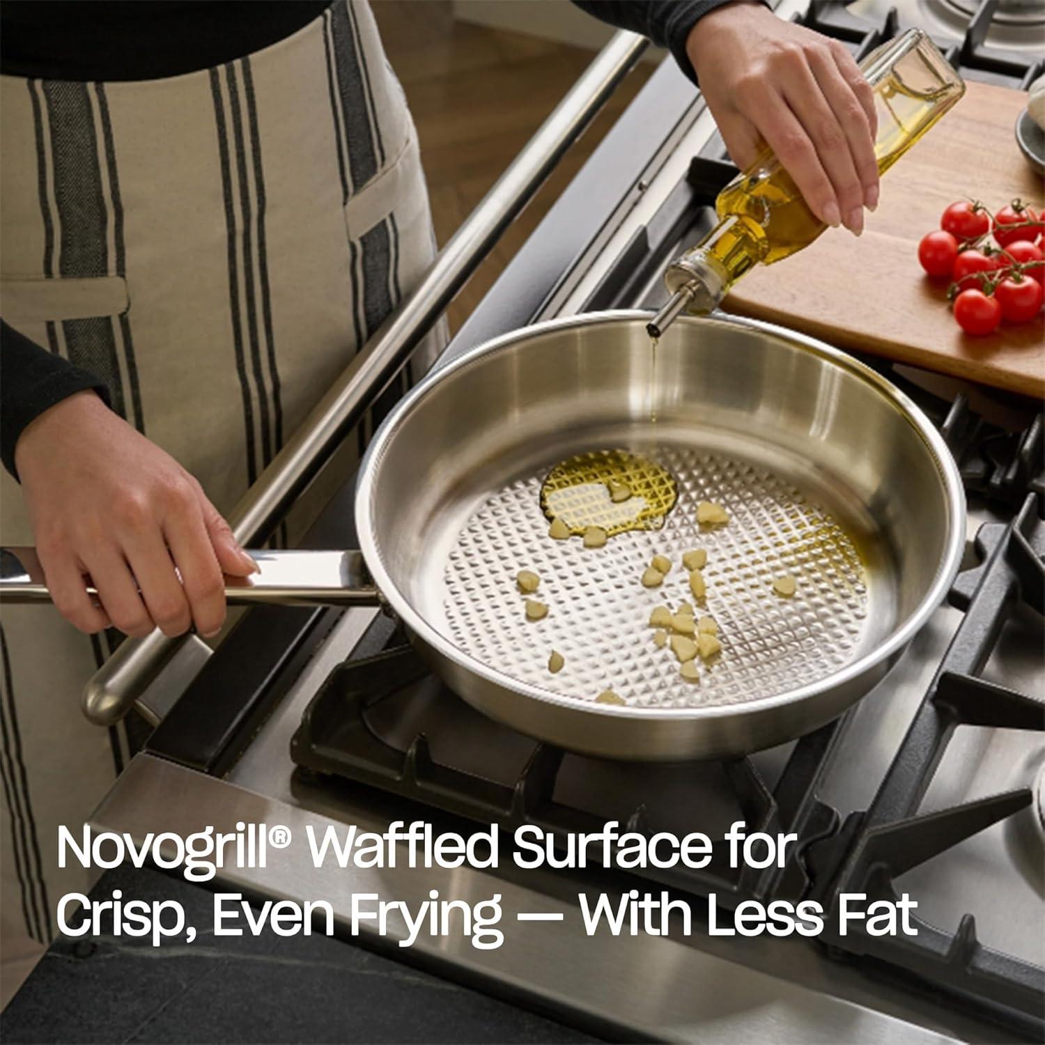 image:imageFissler OriginalProfi Collection Stainless Steel 95 Inch Frying Pan Made in Germany Novogrill Searing Surface Induction Ready Oven SafeSilver