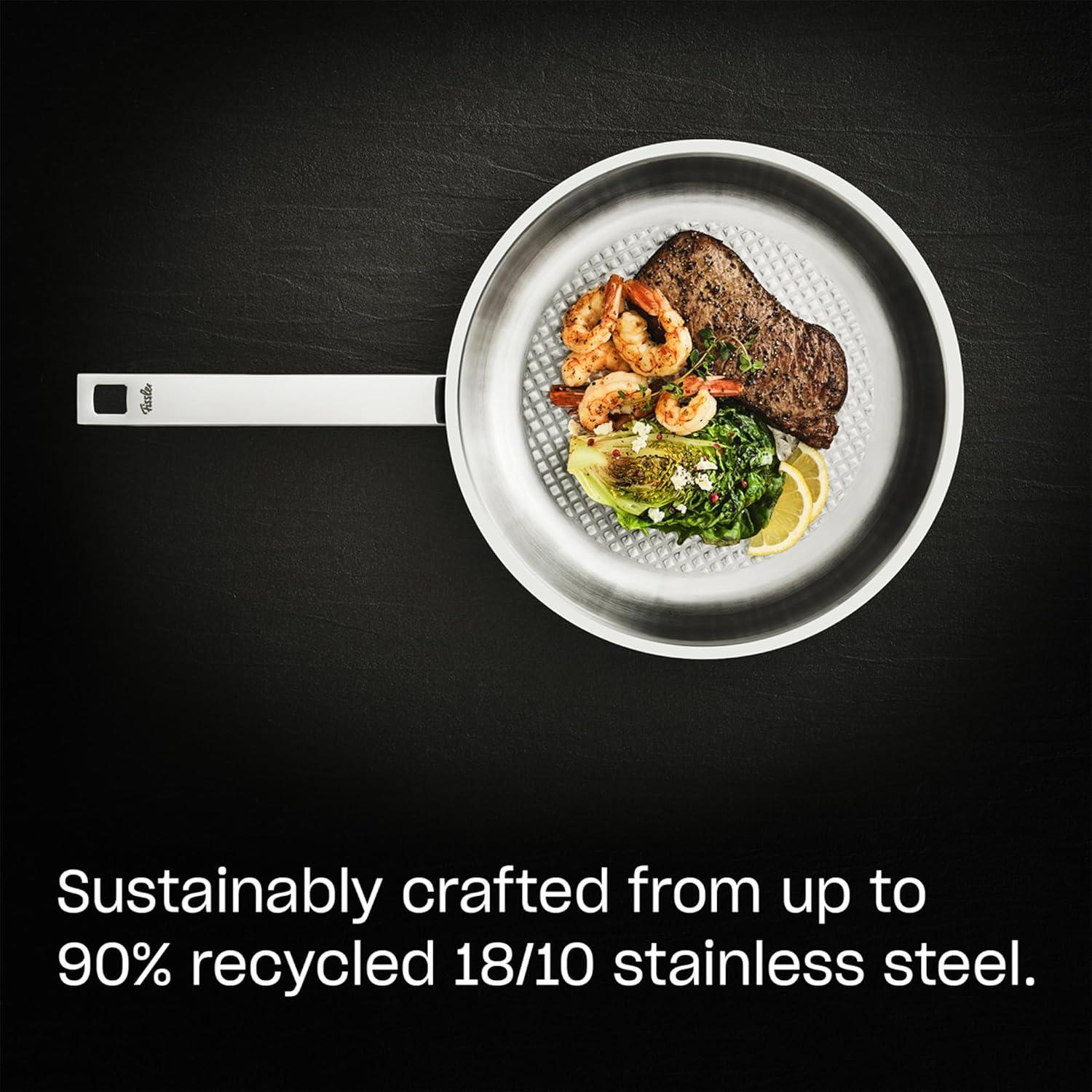 image:imageFissler OriginalProfi Collection Stainless Steel 95 Inch Frying Pan Made in Germany Novogrill Searing Surface Induction Ready Oven SafeSilver