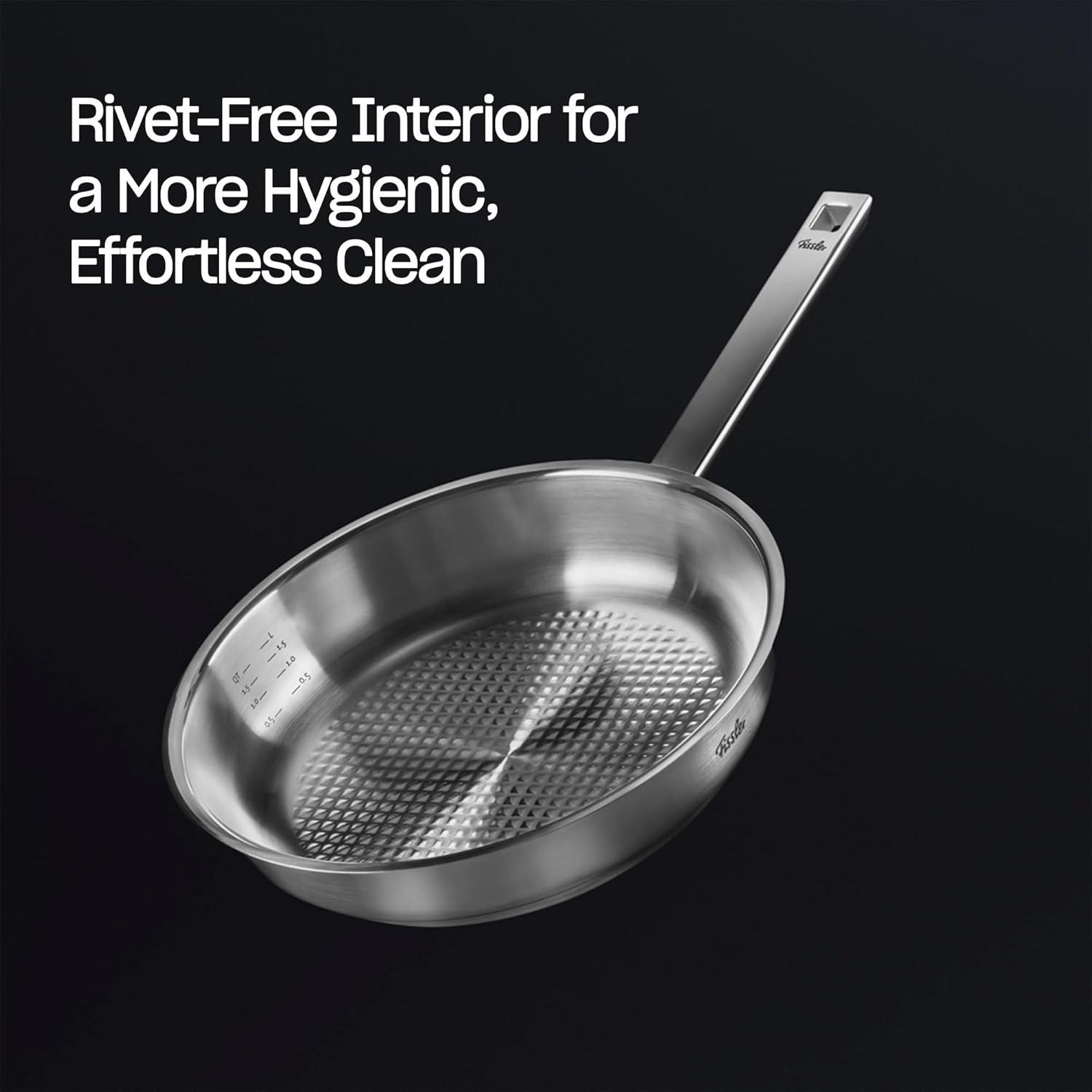image:imageFissler OriginalProfi Collection Stainless Steel 95 Inch Frying Pan Made in Germany Novogrill Searing Surface Induction Ready Oven SafeSilver