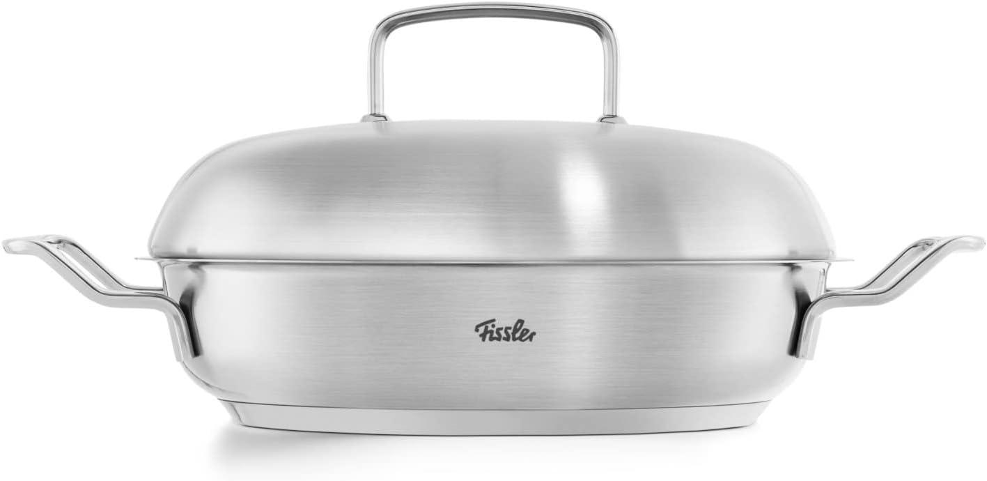 image:imageFissler OriginalProfi Collection Stainless Steel 95 Inch Serving Pan with High Dome Metal Lid95 Inch