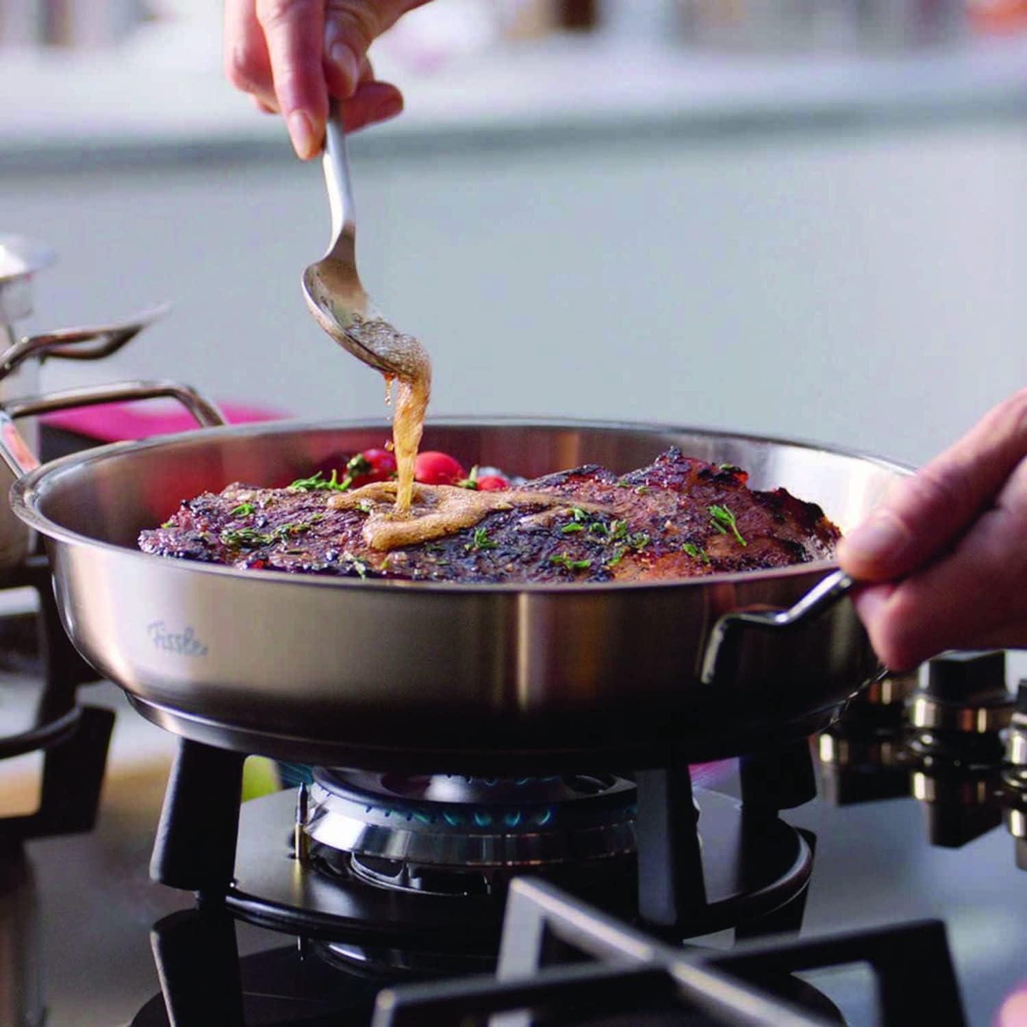 image:imageFissler OriginalProfi Collection Stainless Steel 95 Inch Serving Pan with High Dome Metal Lid95 Inch