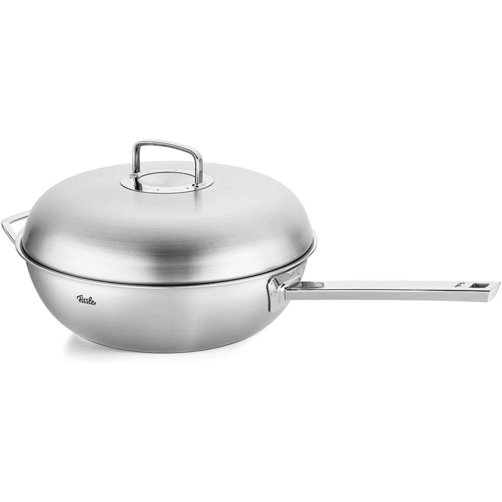 image:imageFissler OriginalProfi Collection Stainless Steel 126 Inch 67 Quart Multi Ply Wok with High Dome Metal Lid