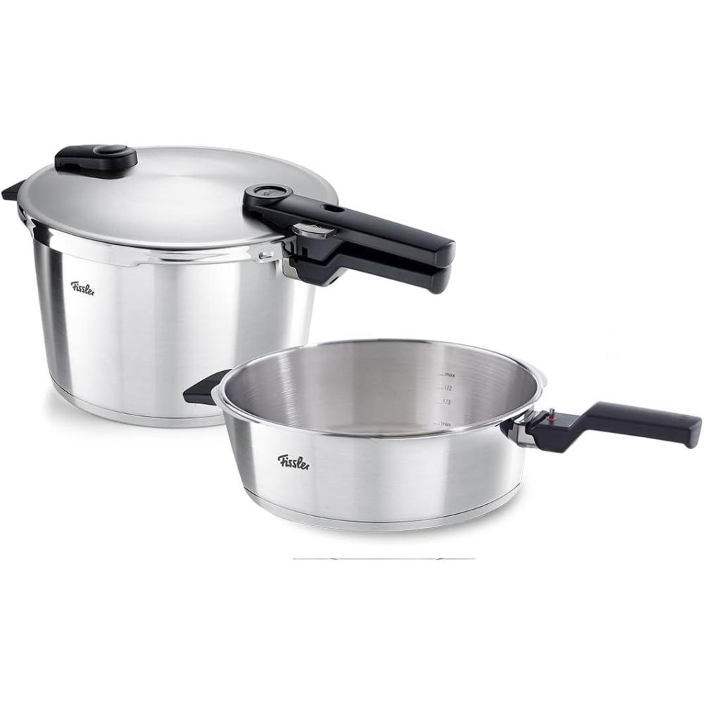 image:imageFissler Vitaquick Premium 3 Piece Set 37 Quart and 63 Quart Pressure Cooker with Glass Lid85 Quarts