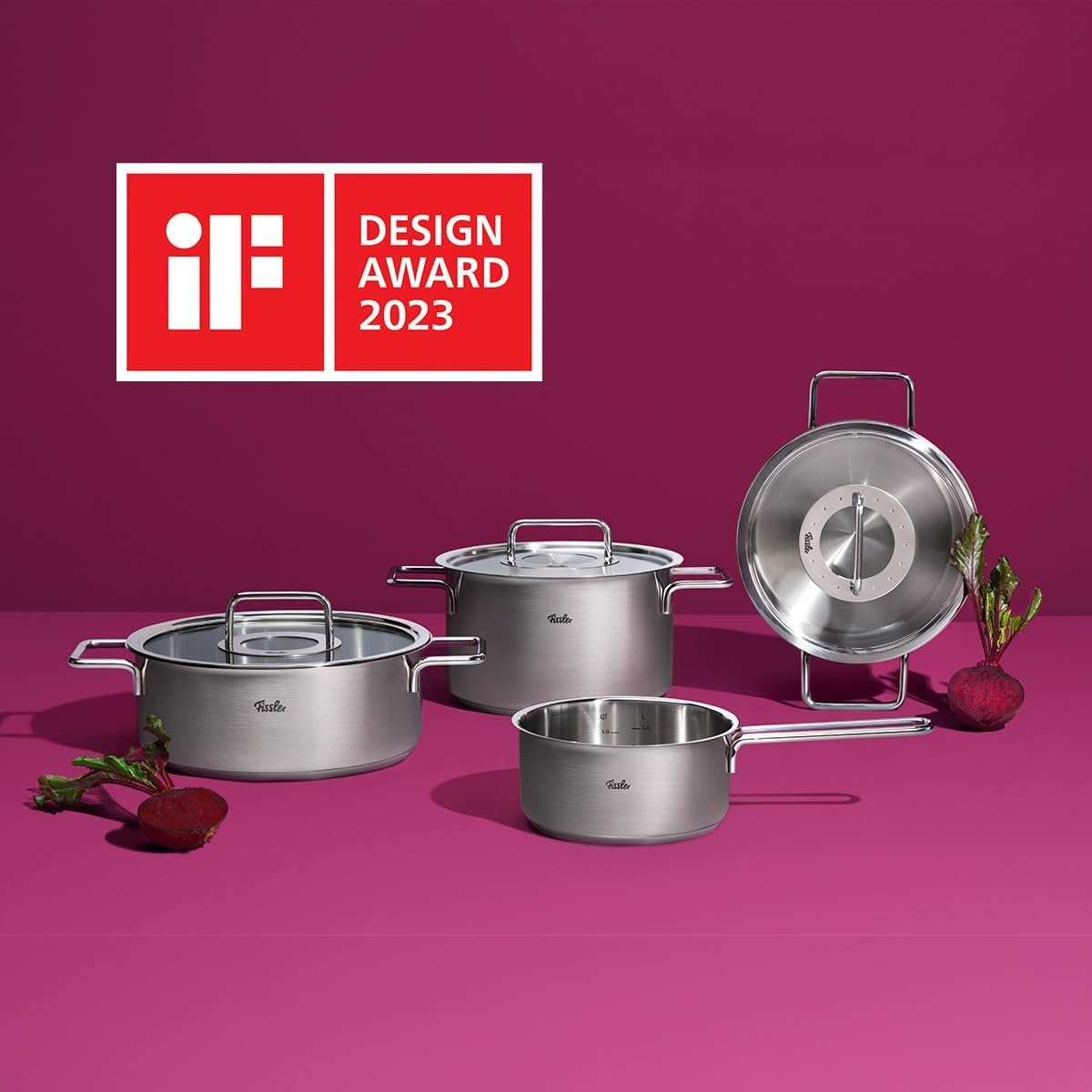 image:imageFissler Pure Collection Stainless Steel 15 Quart Saucepan with Glass lid