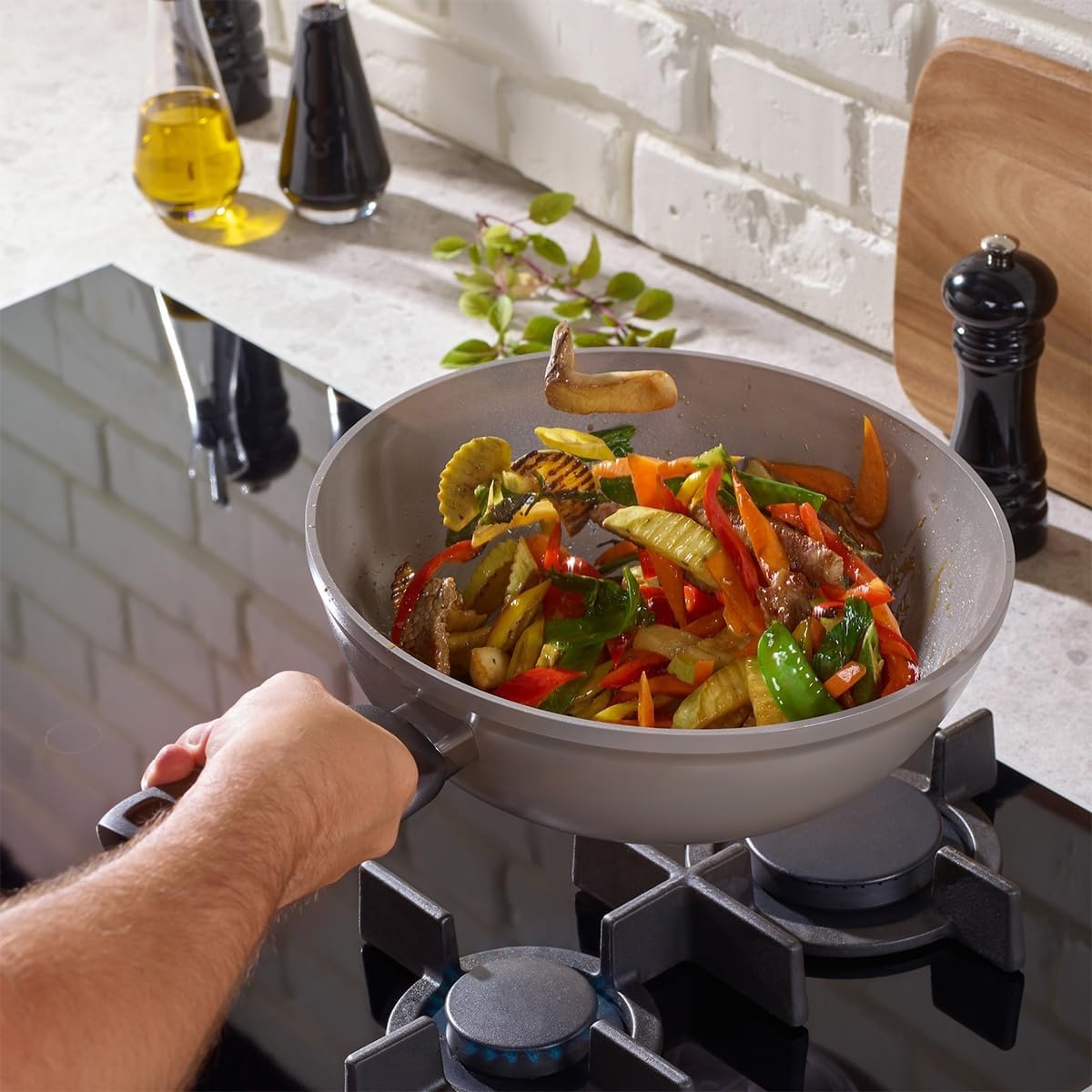 image:imageFissler Ceratal Comfort Ceramic 11 Inch NonStick Wok Warm Grey Made without PFAS11 Inch