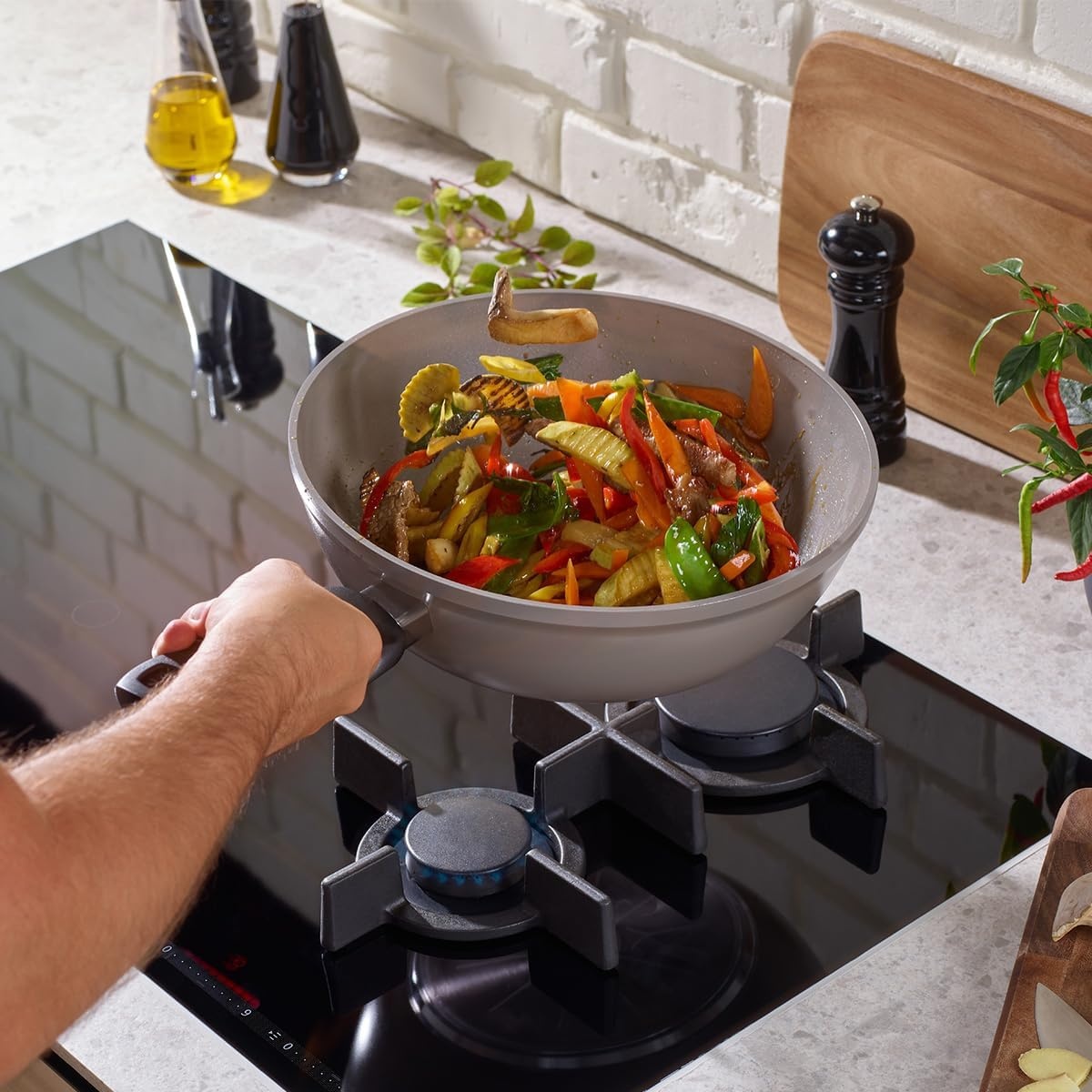image:imageFissler Ceratal Comfort Ceramic 11 Inch NonStick Wok Warm Grey Made without PFAS12 Inch