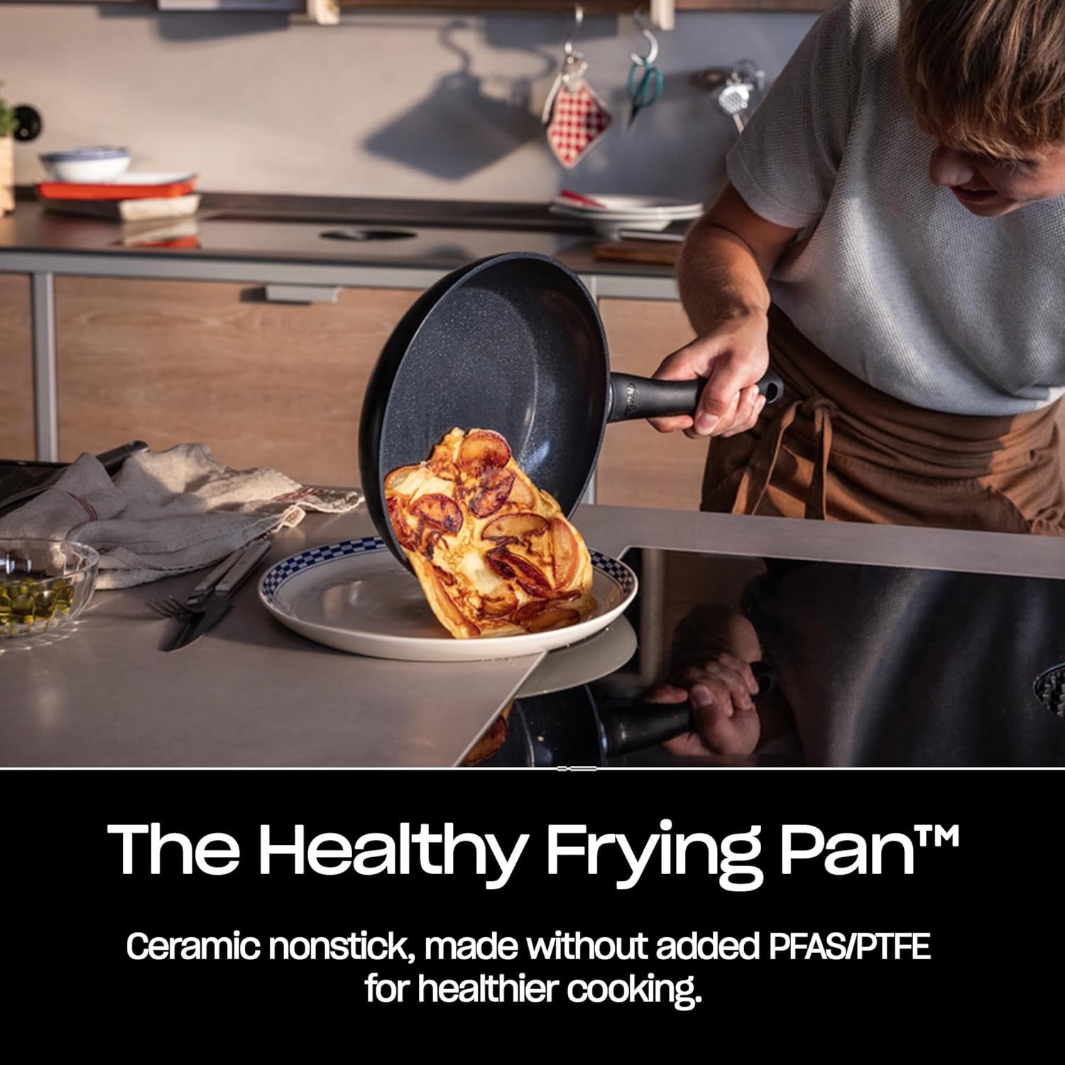 image:imageFissler Essential 95 Inch Ceramic Nonstick Frying Pan Orbit Black Easy Release Made Without Added PFASPTFE Induction Compatible Made in Germany11 28cm