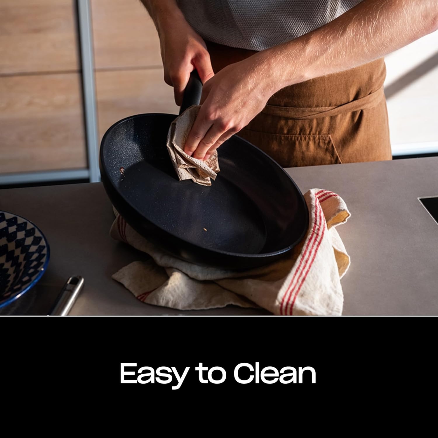 image:imageFissler Essential 95 Inch Ceramic Nonstick Frying Pan Orbit Black Interior with Warm Grey Exterior Easy Release Made Without Added PFASPTFE Induction Compatible Made in Germany