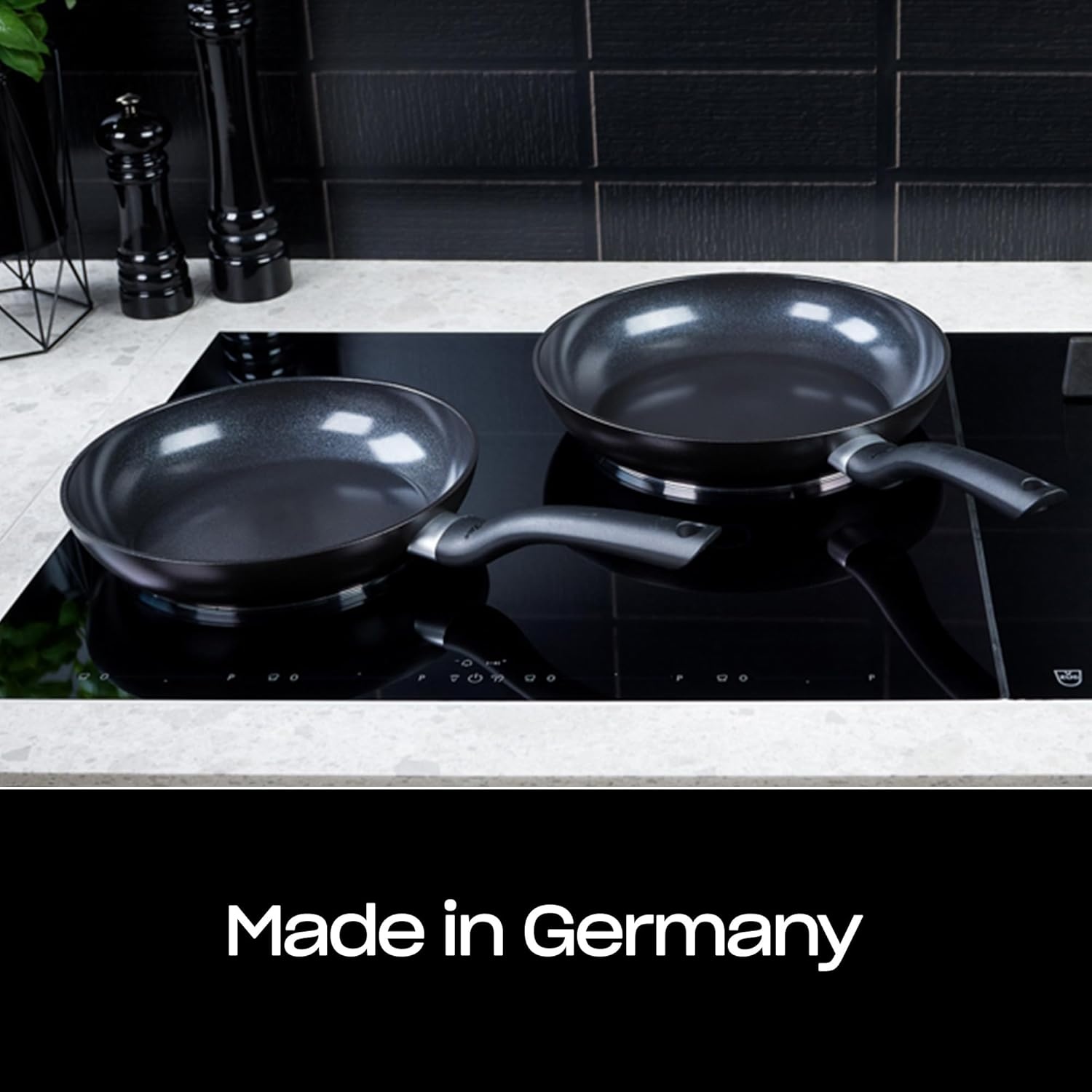image:imageFissler Essential Ceramic Nonstick Frying Pan Set 95 Inch and 11 Inch Orbit Black Easy Release Made Without Added PFASPTFE Induction Compatible Made in Germany