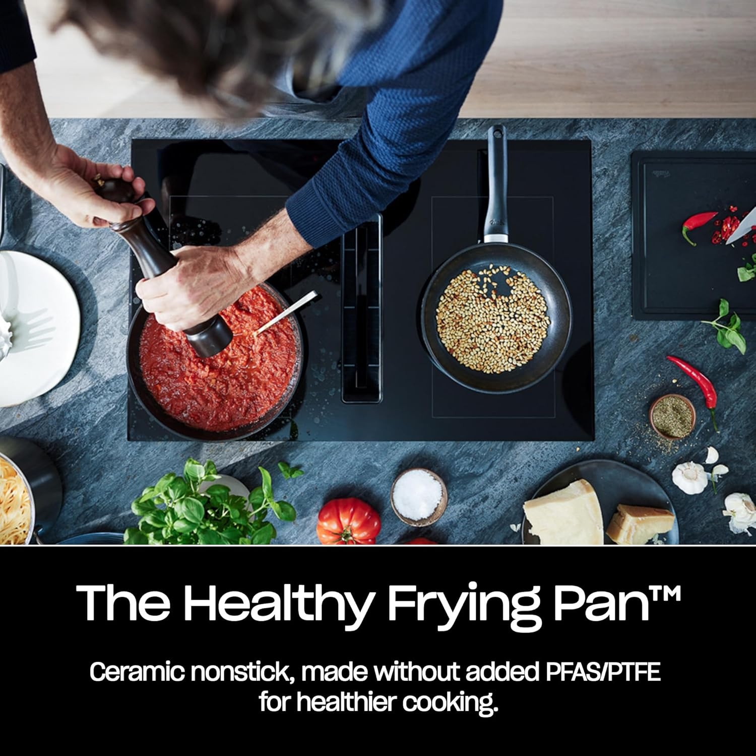 image:imageFissler Essential Ceramic Nonstick Frying Pan Set 95 Inch and 11 Inch Orbit Black Easy Release Made Without Added PFASPTFE Induction Compatible Made in Germany