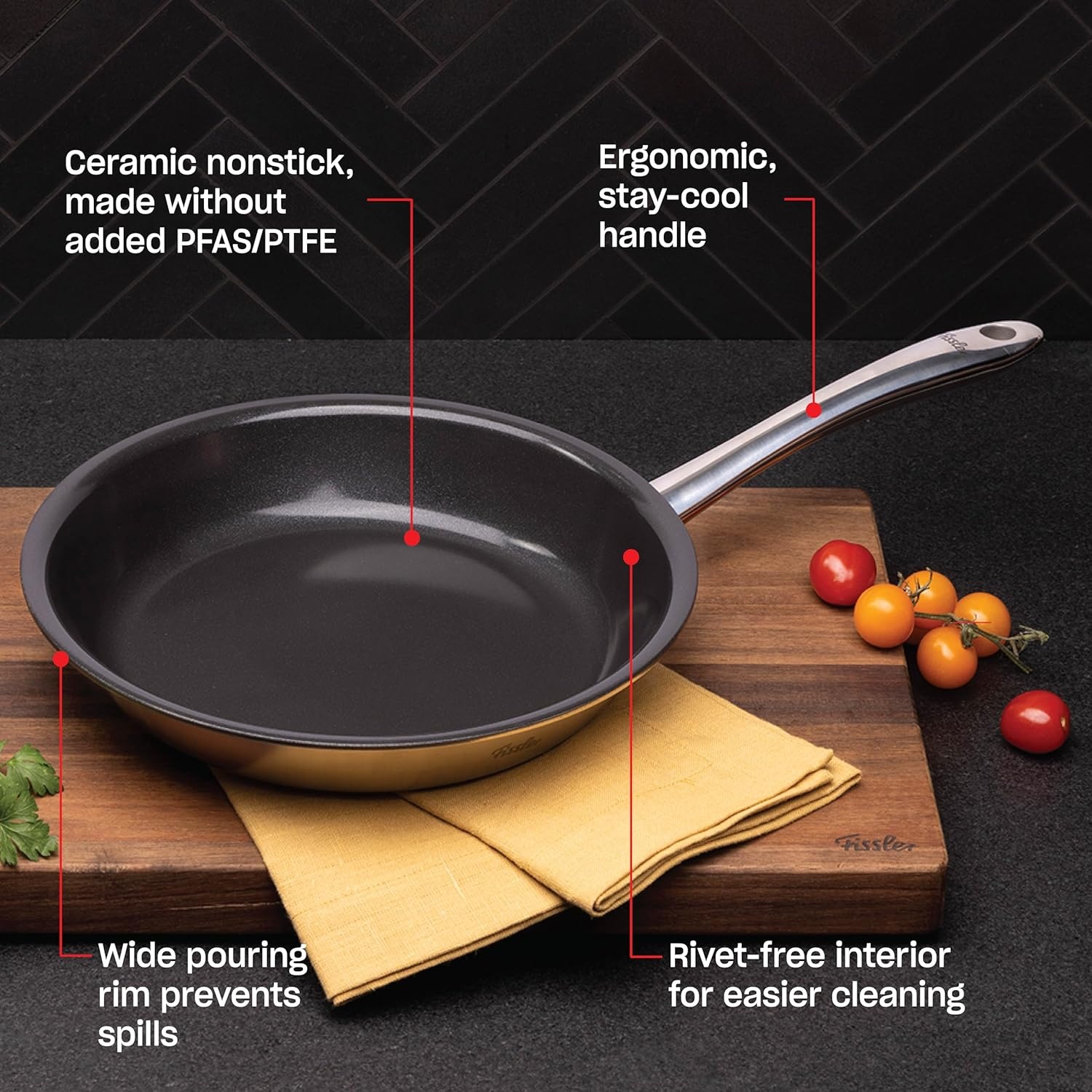 image:imageFissler M5 ProPly 5Ply Stainless Steel Ceramic NonStick Frying Pan 10 Inch Made Without Added PFASPTFE Made in Germany Induction Compatible