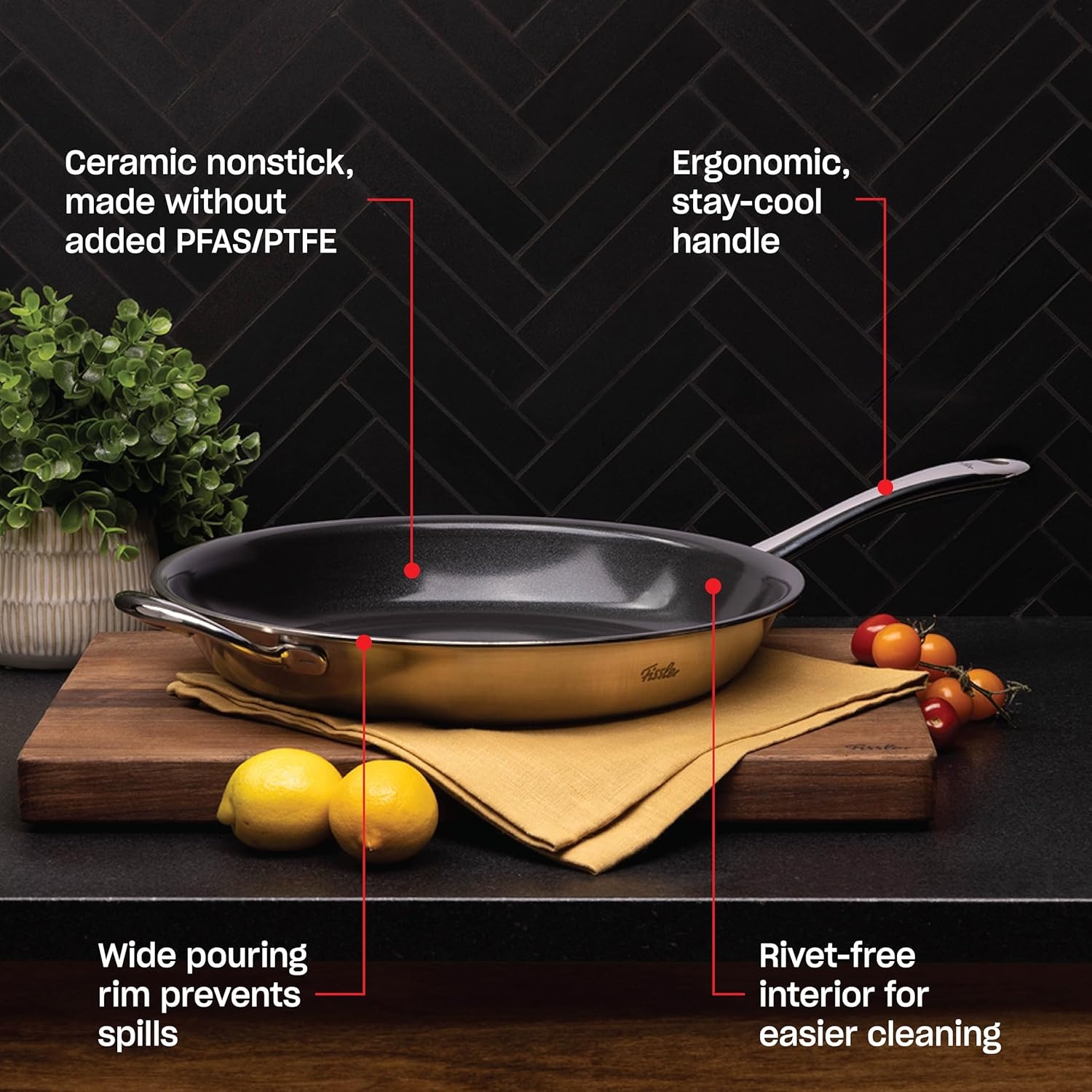 image:imageFissler M5 ProPly 5Ply Stainless Steel Ceramic NonStick Frying Pan 126 Inch Made Without Added PFASPTFE Made in Germany Induction Compatible
