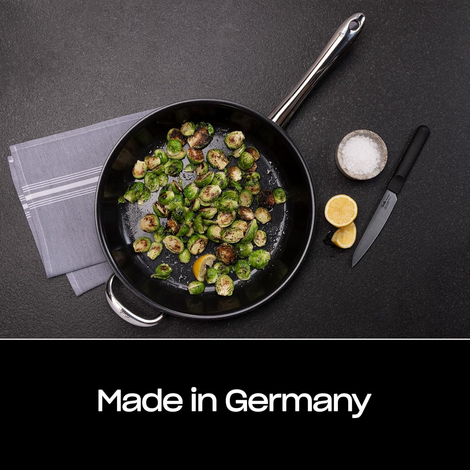 image:imageFissler M5 ProPly 5Ply Stainless Steel Ceramic NonStick Frying Pan 126 Inch Made Without Added PFASPTFE Made in Germany Induction Compatible