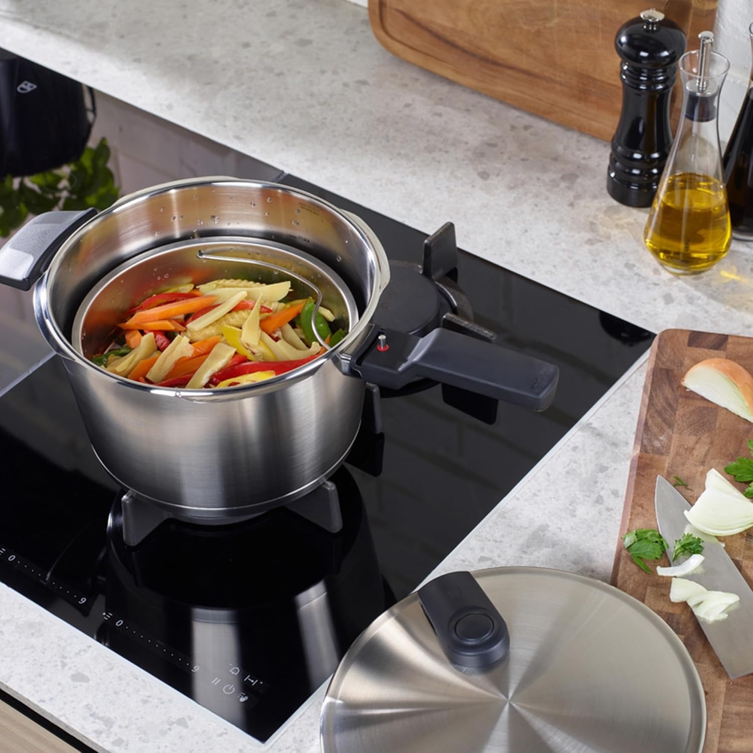 image:imageFissler Vitaquick Premium Pressure Cooker 37 Quart with Steamer Insert and Tripod48 Quarts