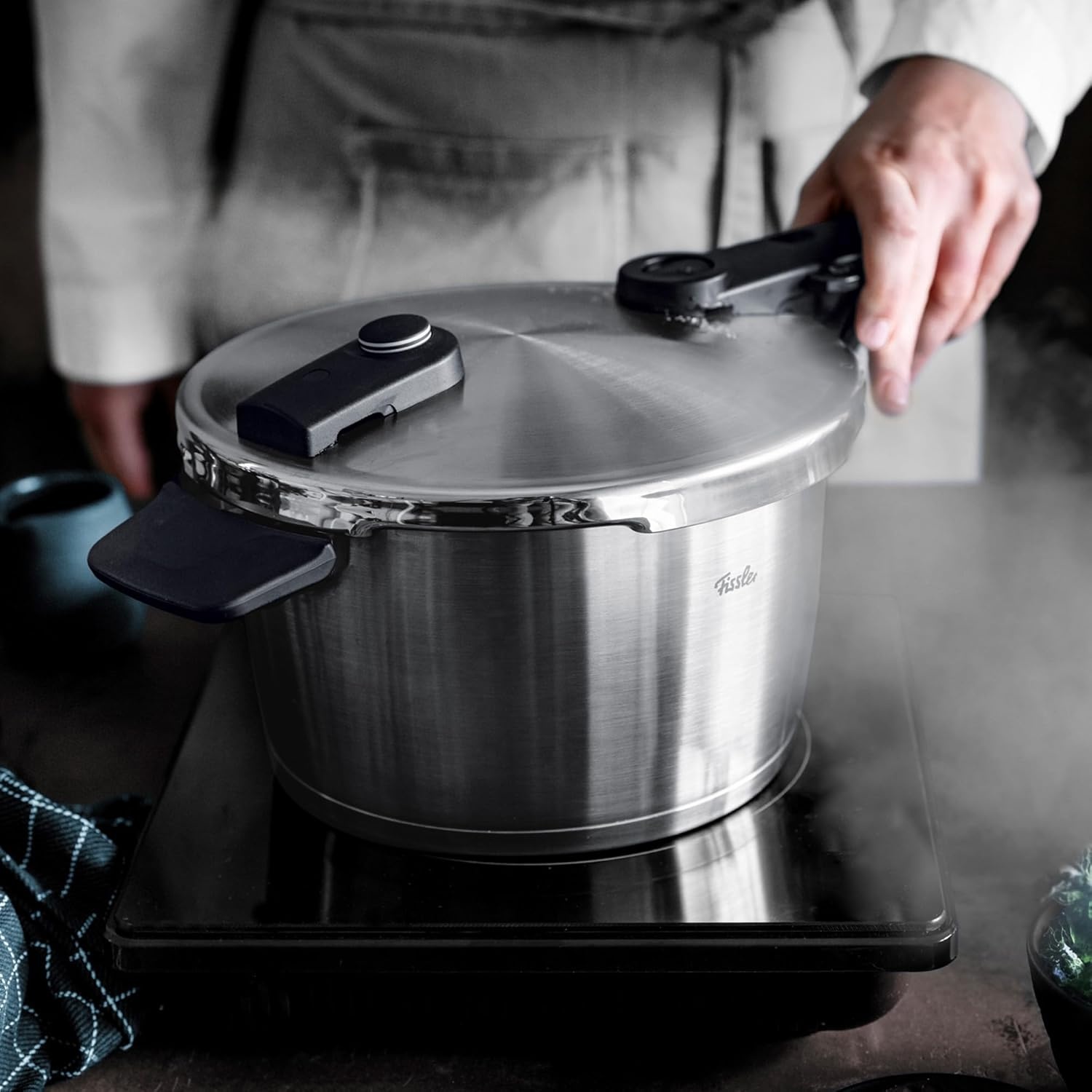 image:imageFissler Vitaquick Premium Pressure Cooker 37 Quart with Steamer Insert and Tripod85 Quarts