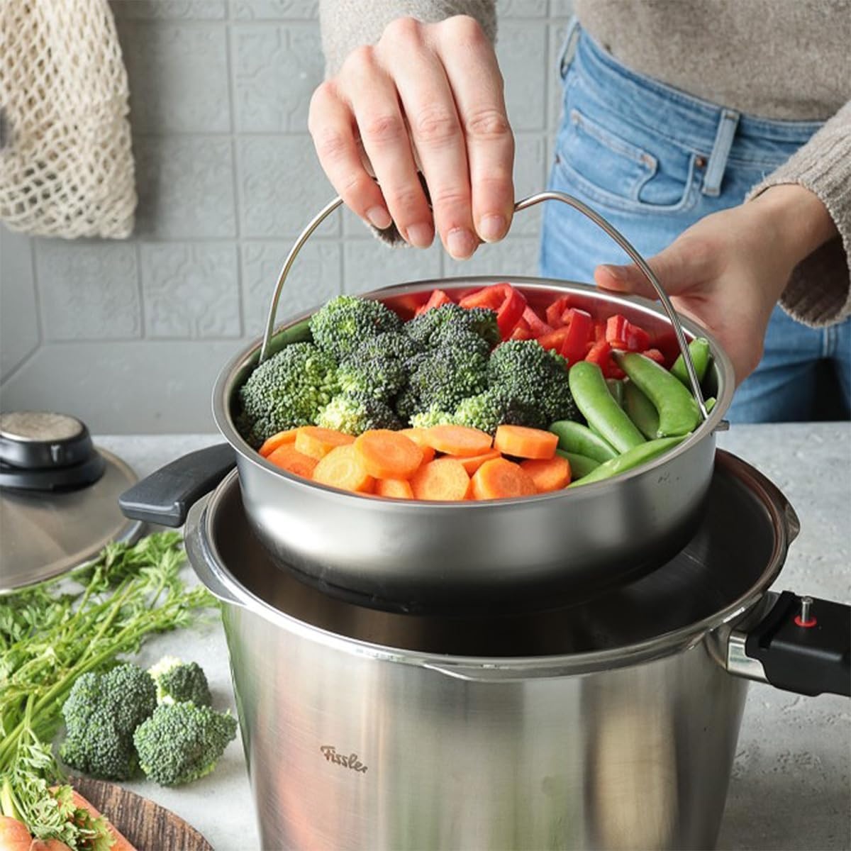 image:imageFissler Vitavit Premium Pressure Cooker with Steamer Insert 85 QuartStainless Steel