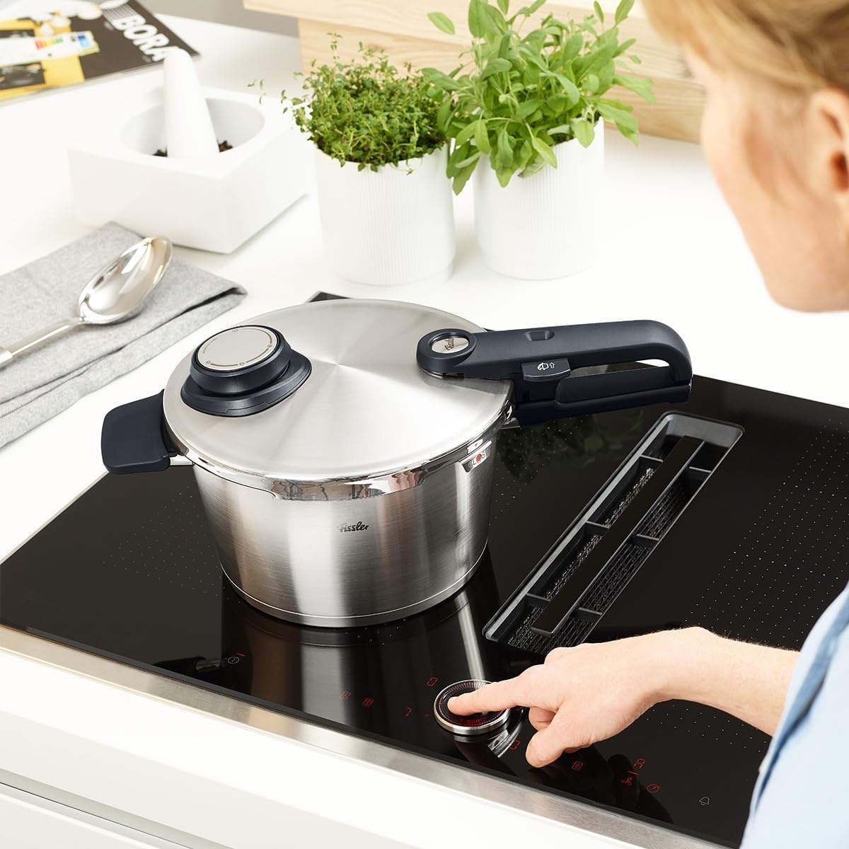 image:imageFissler Vitavit Premium Pressure Cooker with Steamer Insert 85 QuartStainless Steel