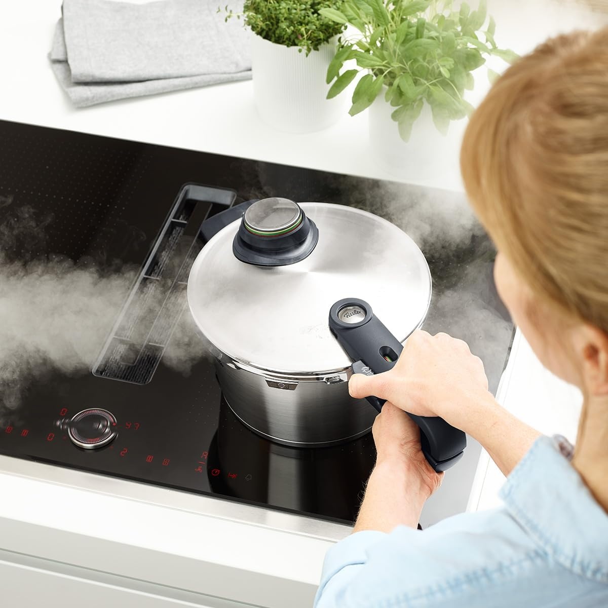 image:imageFissler Vitavit Premium Pressure Cooker with Steamer Insert 85 QuartStainless Steel