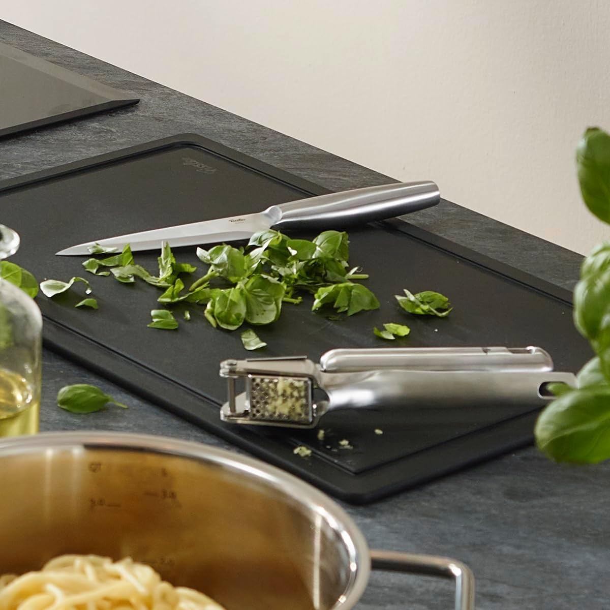 image:imageFissler Essential Garlic Press 1810 Stainless Steel Garlic Mincer amp Crusher Kitchen Cooking Utensil Ergonomic Handle Easy to Clean Dishwasher Safe