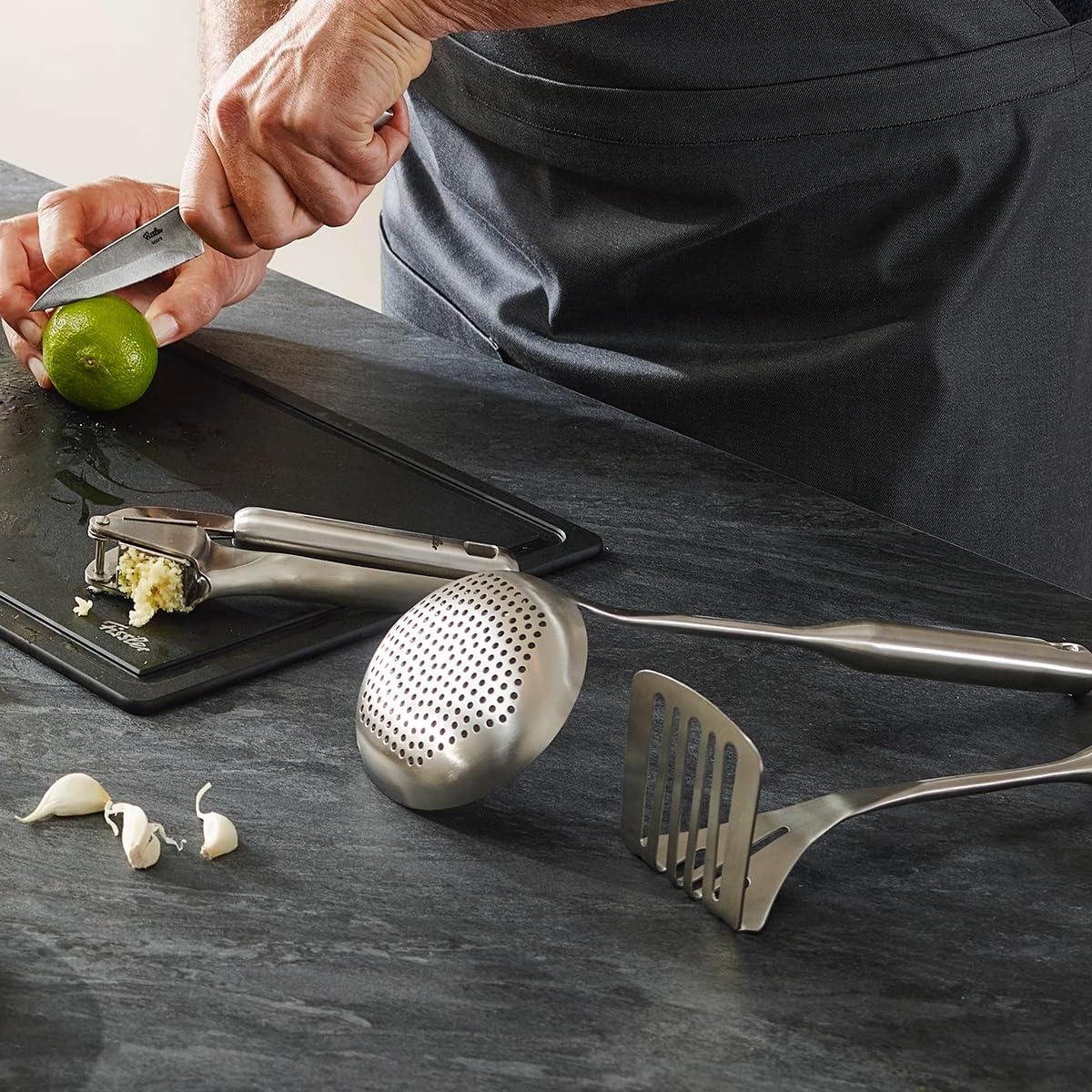 image:imageFissler Essential Potato Masher 1810 Stainless Steel Kitchen Utensil for Mashing Potatoes amp Vegetables Ergonomic Handle Dishwasher Safe