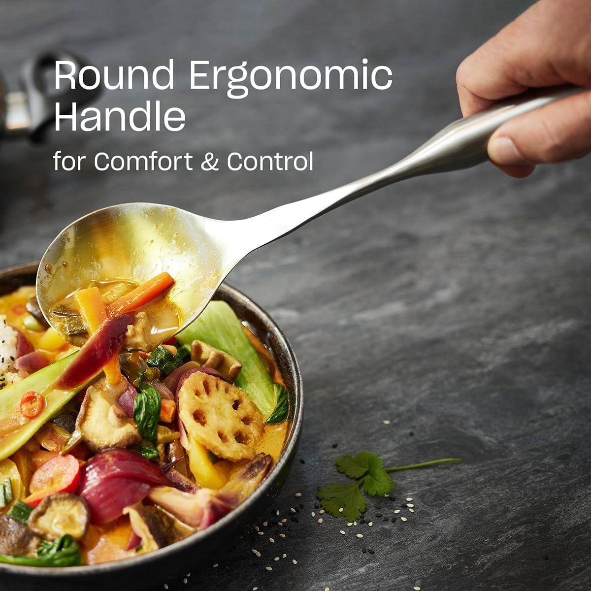 image:imageFissler Essential Vegetable amp Rice Serving Spoon 1810 Stainless Steel Kitchen Utensil for Serving amp Cooking Ergonomic Handle Dishwasher Safe