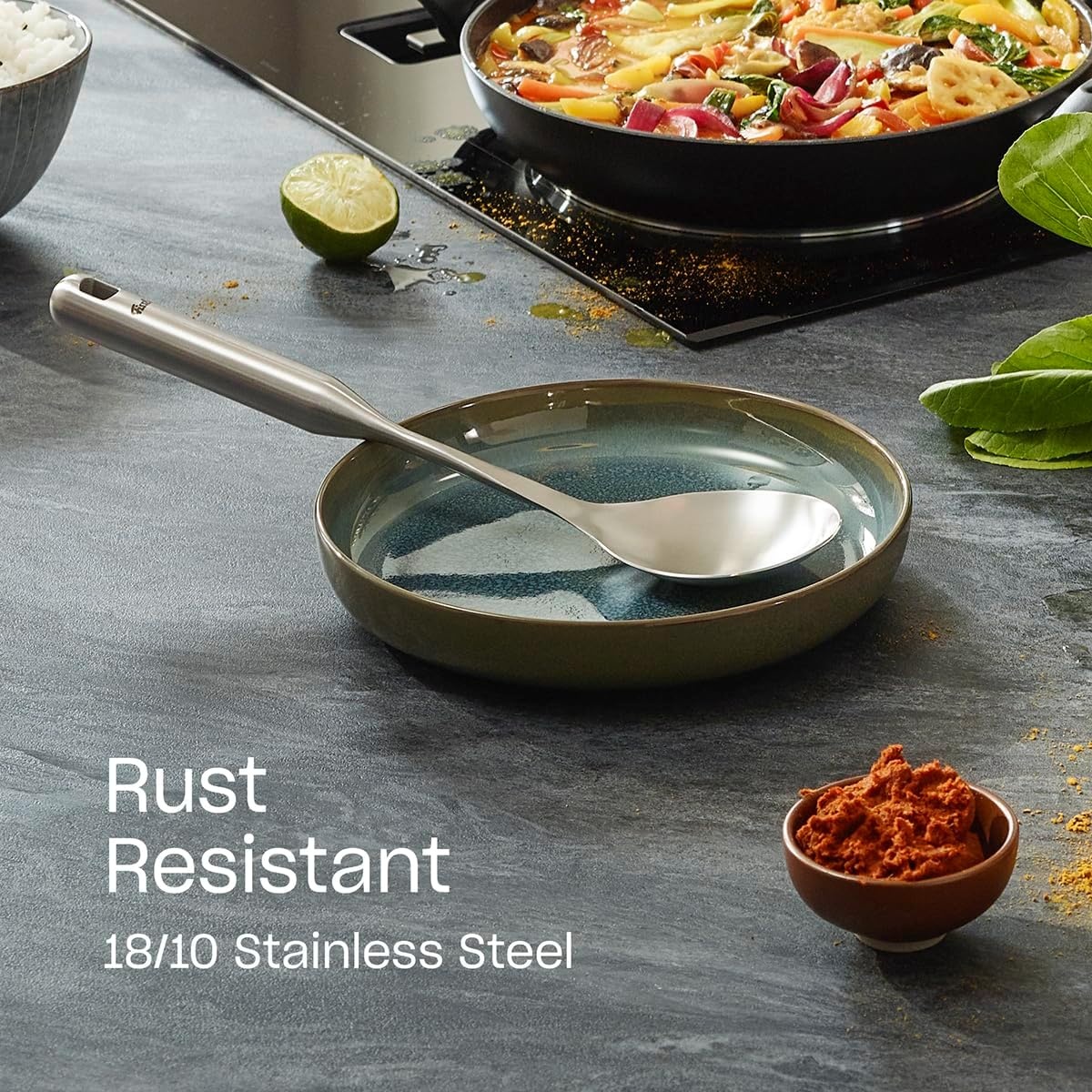 image:imageFissler Essential Vegetable amp Rice Serving Spoon 1810 Stainless Steel Kitchen Utensil for Serving amp Cooking Ergonomic Handle Dishwasher Safe