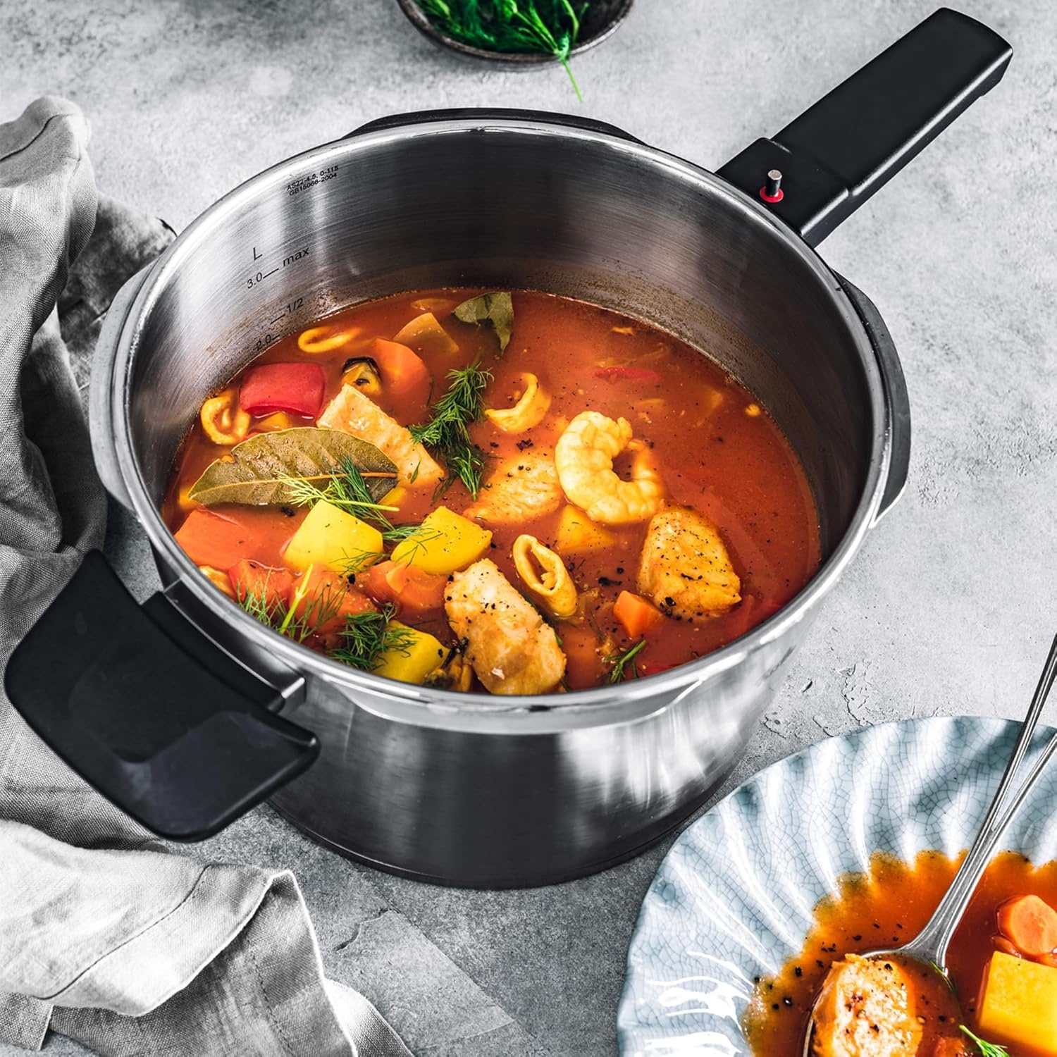 image:imageFissler Vitaquick Premium 2 Piece Set 26 Quart Pressure Skillet and 48 Quart Pressure Cooker with Steamer Insert and Tripod