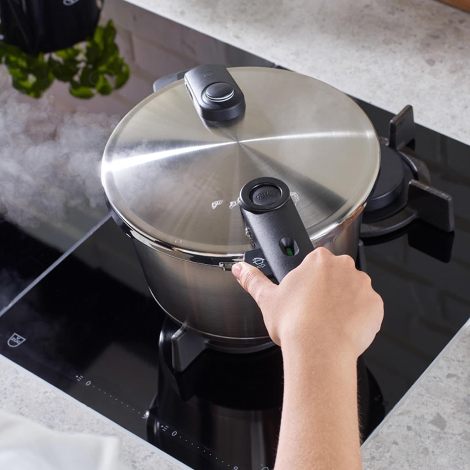 image:imageFissler Vitaquick Premium 2 Piece Set 26 Quart Pressure Skillet and 48 Quart Pressure Cooker with Steamer Insert and Tripod