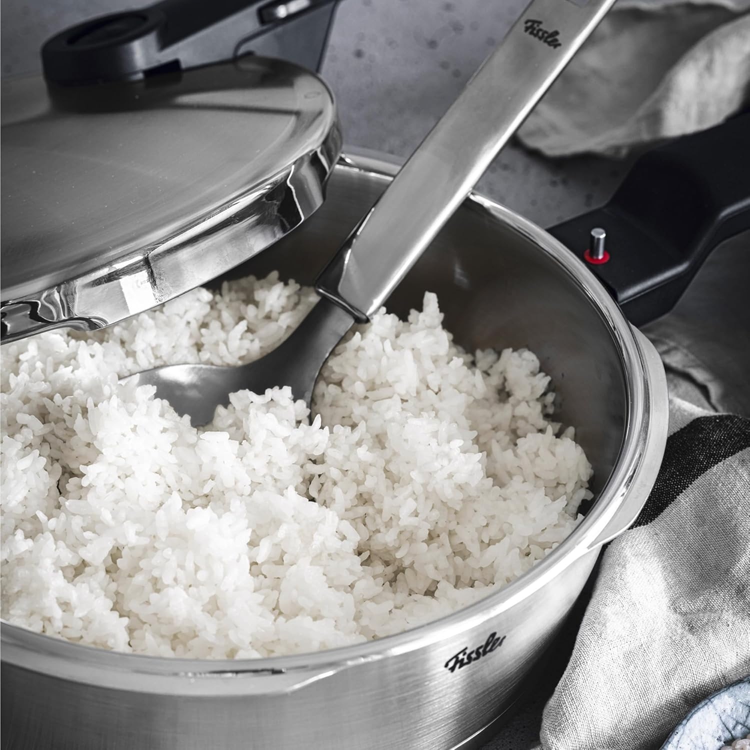 image:imageFissler Vitaquick Premium 3 Piece Set 37 Quart and 63 Quart Pressure Cooker with Steamer Insert and Tripod and Glass Lid