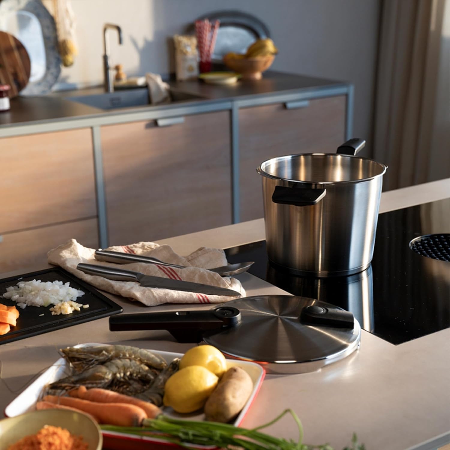 image:imageFissler Vitaquick Premium 3 Piece Set 37 Quart and 63 Quart Pressure Cooker with Steamer Insert and Tripod and Glass Lid