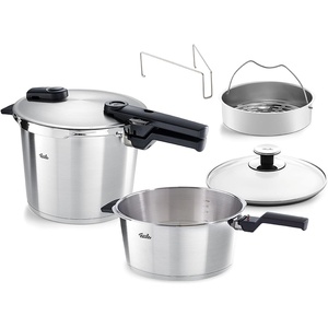 image:imageFissler Vitaquick Premium 3 Piece Set 37 Quart and 63 Quart Pressure Cooker with Steamer Insert and Tripod and Glass Lid
