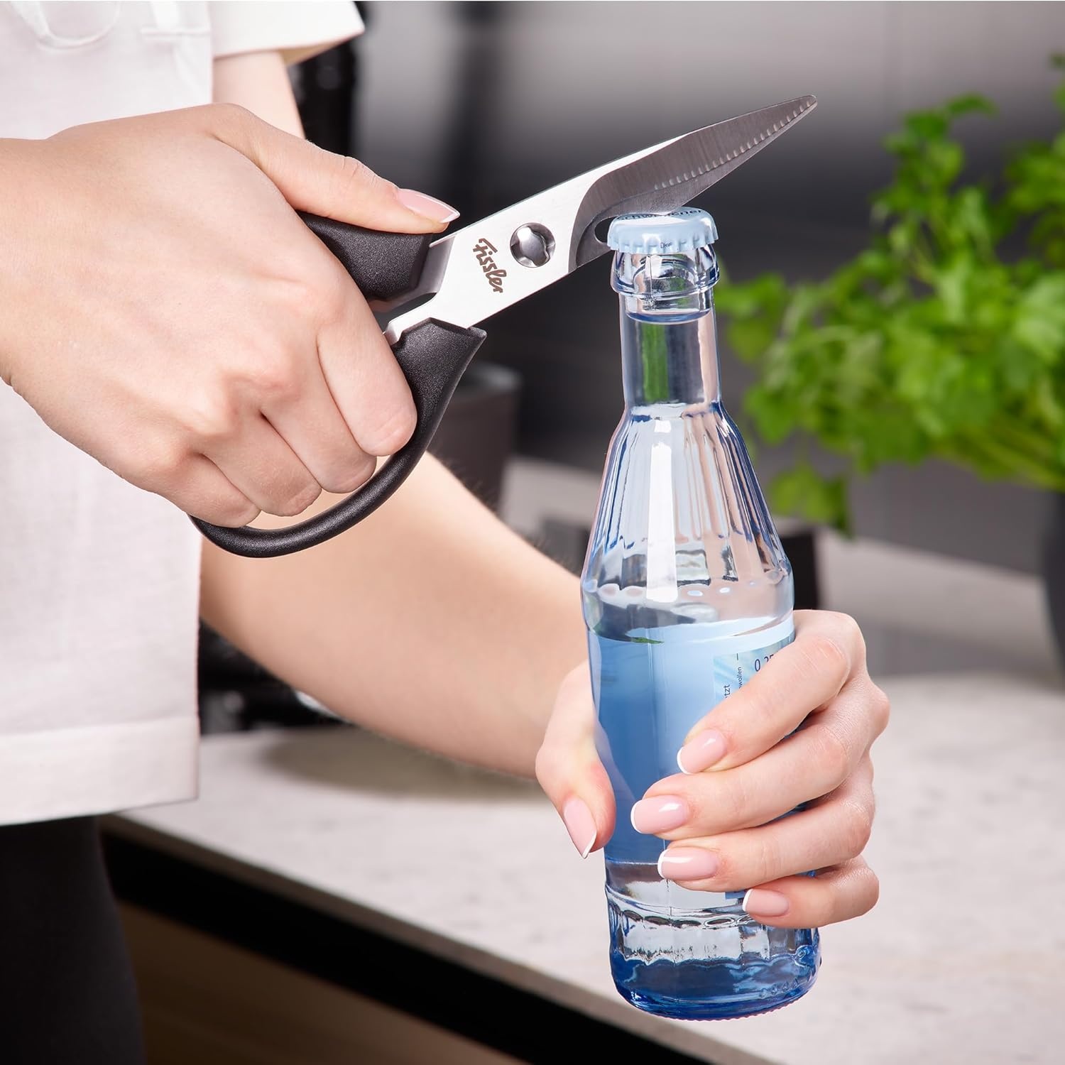 image:imageFissler Stainless Steel Kitchen Scissors with Bottle Opener Universal MultiPurpose Kitchen Shears with MicroSerrated Blades Detachable for Easy Cleaning Right amp LeftHanded Use