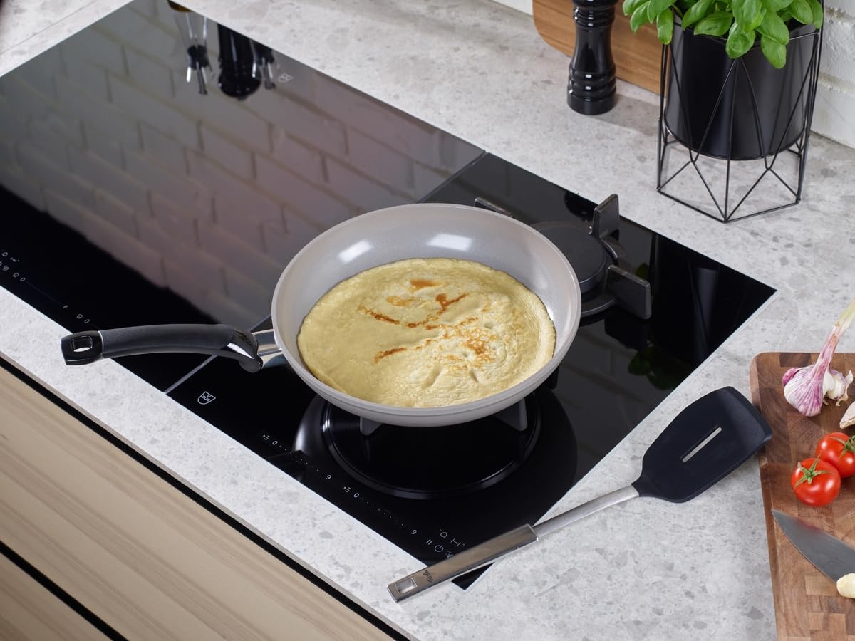 image:imageFissler Ceratal Comfort amp Classic 4Piece Aluminium Frying Pan Ceramic Coated 24 28 cm 2 Free Glass Lids NonStick Frying Pan Induction Grey