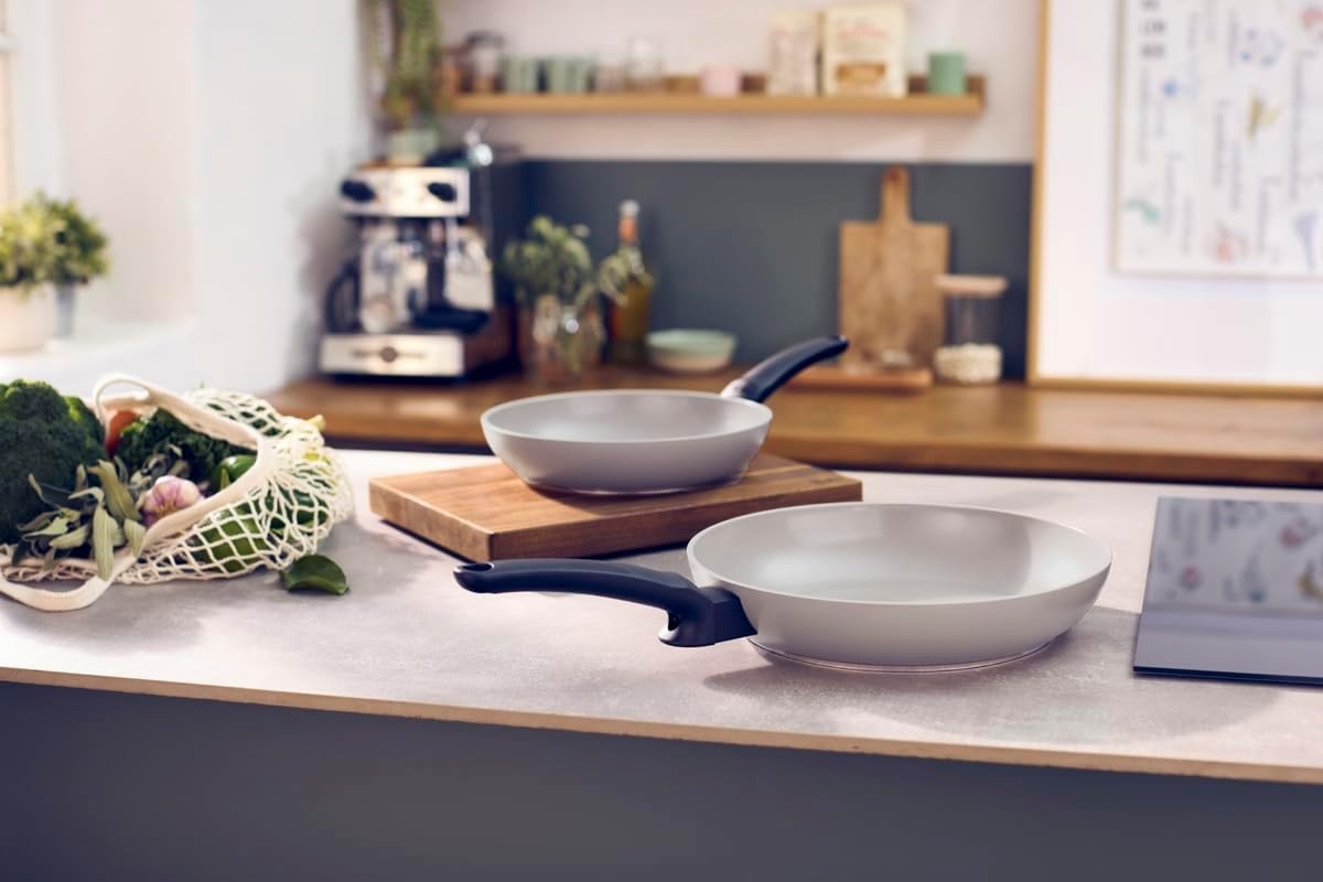 image:imageFissler Ceratal Evo Classic Frying Pan Diameter 20 cm Warm Grey Ceramic Pan Made Without PFASPTFE WaterBased NonStick Coating Ergonomic Handle Induction Made in Germany