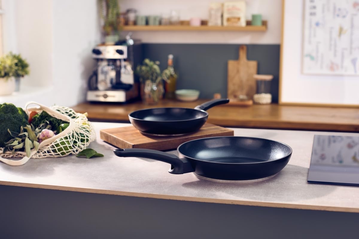 image:imageFissler Ceratal Evo Classic Pan Set of 2 Diameter 24 cm Diameter 28 cm Orbit Black Ceramic Pans Made Without PFASPTFE NonStick Coating Induction Made in Germany
