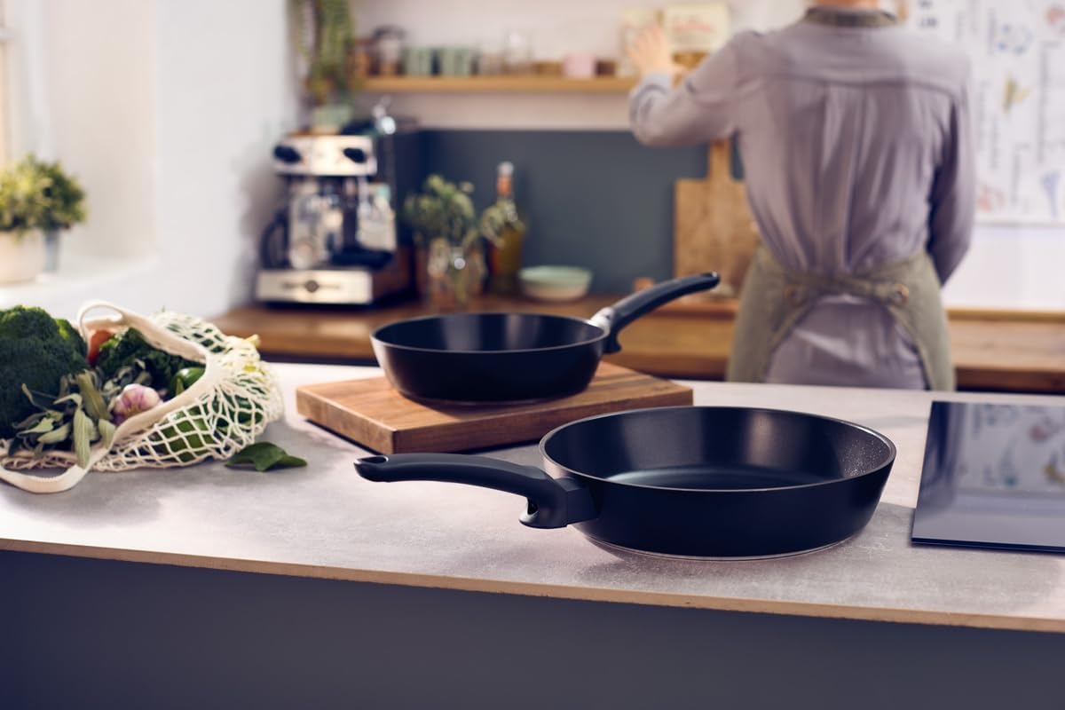 image:imageFissler Ceratal Evo Classic Pan Set of 2 Diameter 24 cm Diameter 28 cm Orbit Black Ceramic Pans Made Without PFASPTFE NonStick Coating Induction Made in Germany