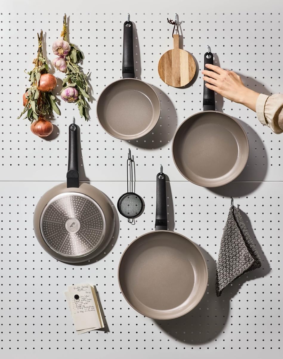 image:imageFissler Ceratal Evo Classic Pan Set of 2 Diameter 24 cm Diameter 28 cm Warm Grey Ceramic Pans Made Without PFASPTFE NonStick Coating Induction Made in Germany