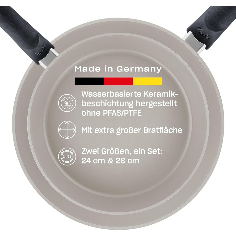 image:imageFissler Ceratal Comfort Frying Pan Set 2Piece Aluminium Pan CeramicCoated 24 28 cm Ceramic Frying Pan NonStick Induction Exclusive to Amazon Grey