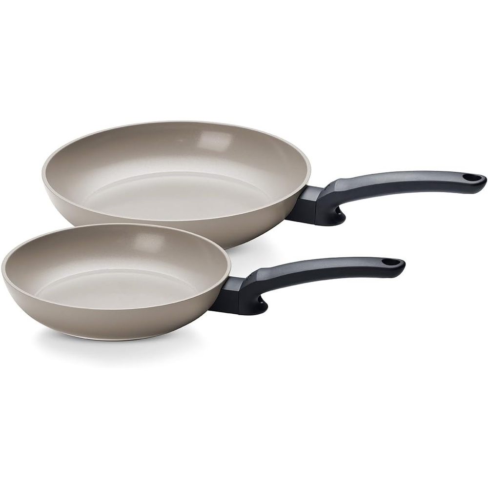 image:imageFissler Ceratal Evo Classic Pan Set of 2 Diameter 24 cm Diameter 28 cm Warm Grey Ceramic Pans Made Without PFASPTFE NonStick Coating Induction Made in Germany